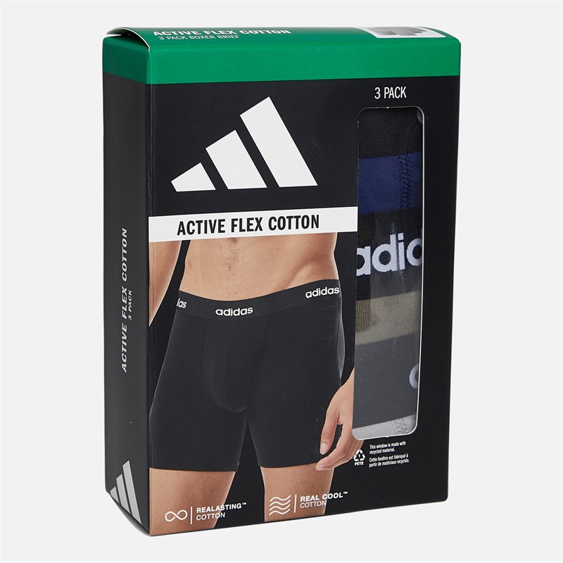 adidas Herren Baumwolle Stretch Drei Pack Boxer Slips Navy/Grau/Olive