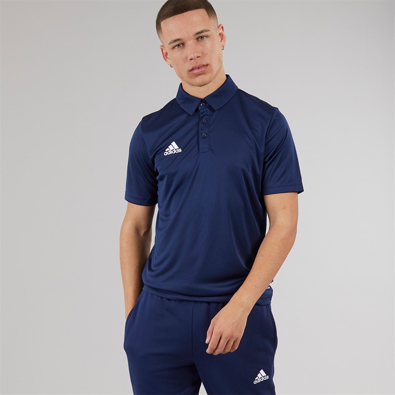 adidas Mens Entrada 22 Short Sleeve Polo Shirt Team Navy Blue
