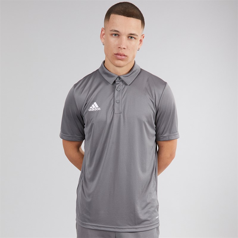 adidas Mens Entrada 22 Short Sleeve Polo Shirt Team Grey Four