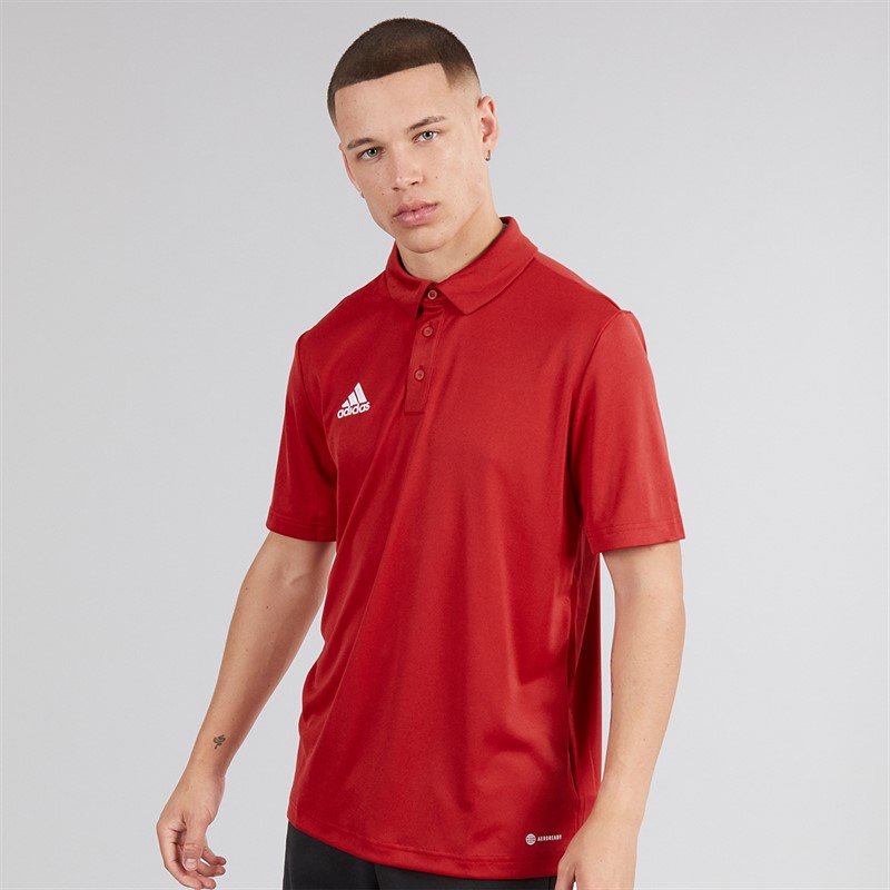 adidas Mens Entrada 22 Short Sleeve Polo Shirt Team Power Red