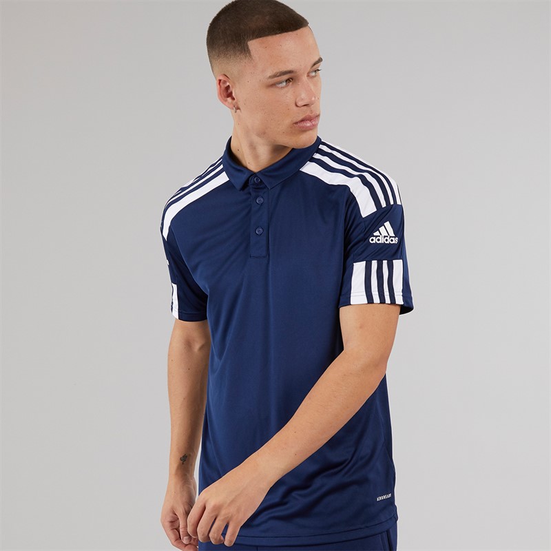 adidas Mens Squadra 21 Short Sleeve Polo Shirt Navy Blue/White