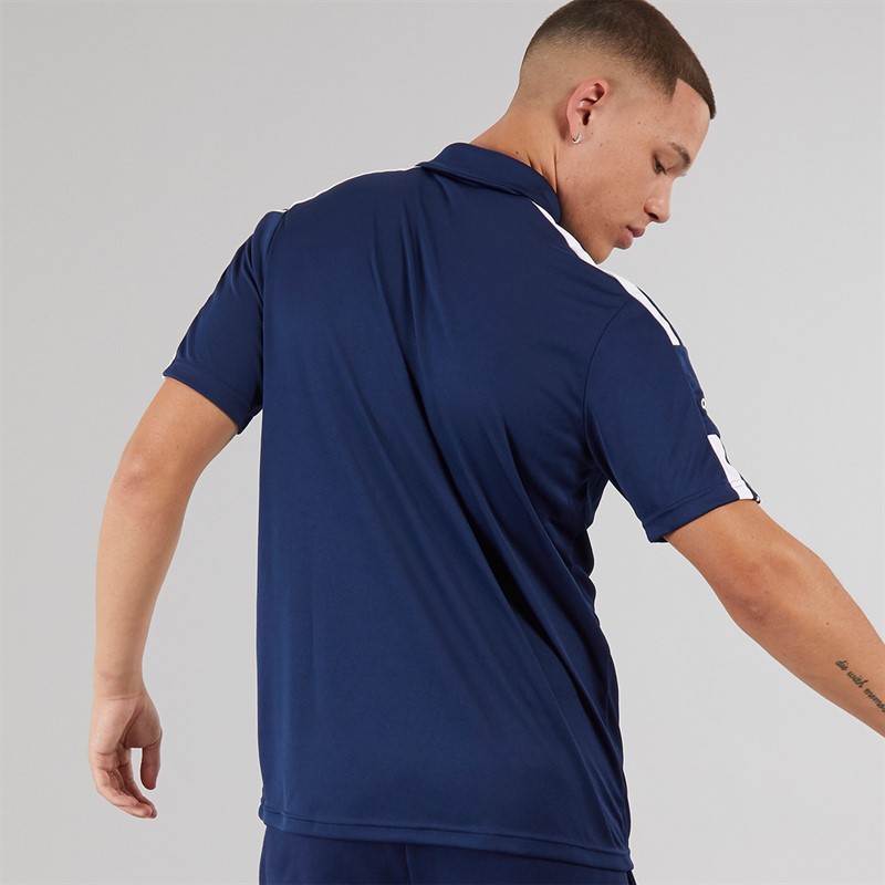 adidas Mens Squadra 21 Short Sleeve Polo Shirt Navy Blue/White
