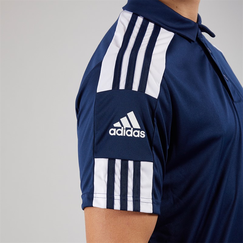 adidas Mens Squadra 21 Short Sleeve Polo Shirt Navy Blue/White