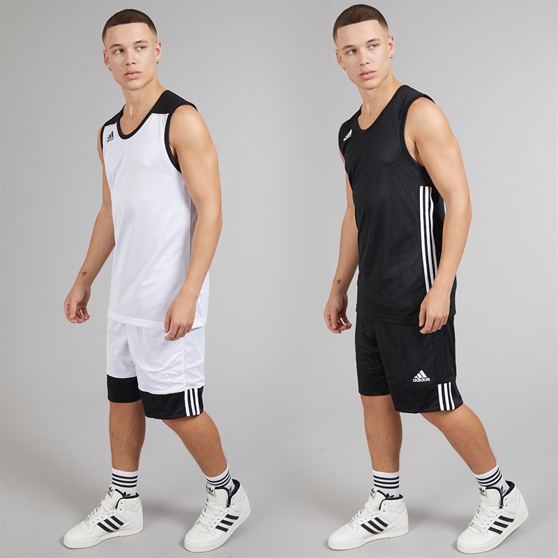 adidas Mens 3G Speed Reversible Basketball Jersey Black/White