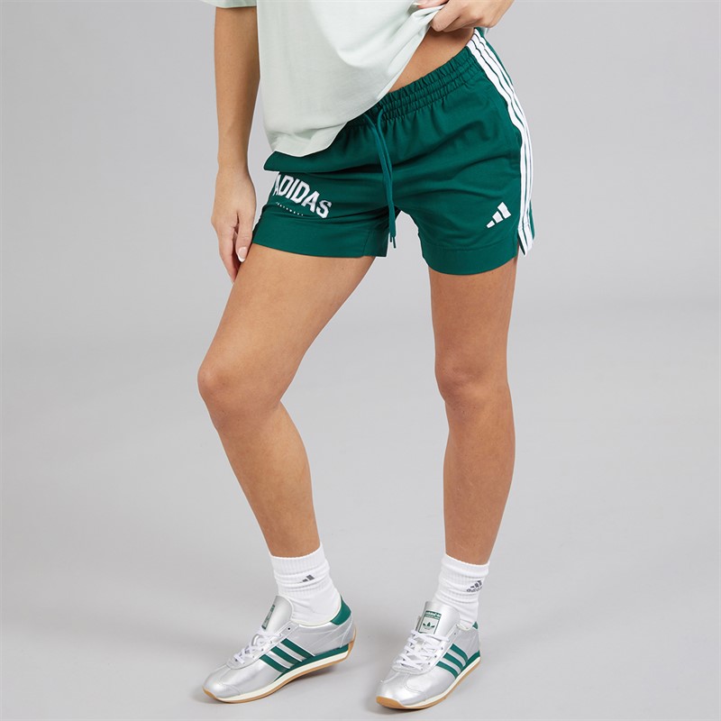 adidas Womens 3-Stripes Shorts Collegiate Green