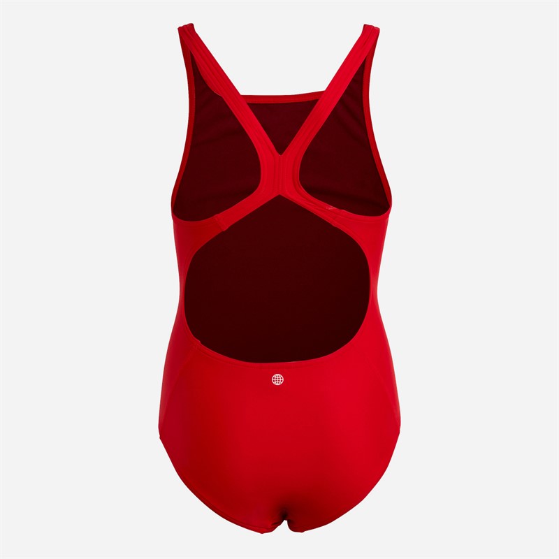 adidas Junior Girls 3 Bar Logo Swimsuit Better Scarlet/White/Shadow Red