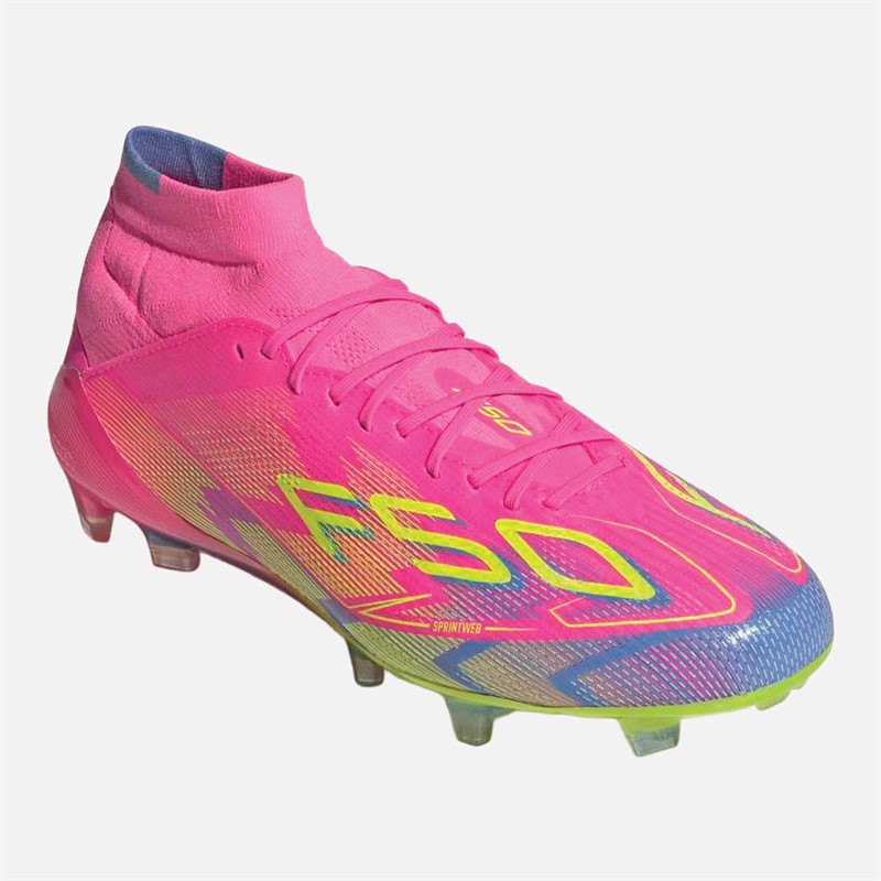 adidas Womens F50 Elite Mystic Victory Pack Mid-Cut Firm Ground Football Boots Lucid Pink/Lucid Lemon/Blue Fusion