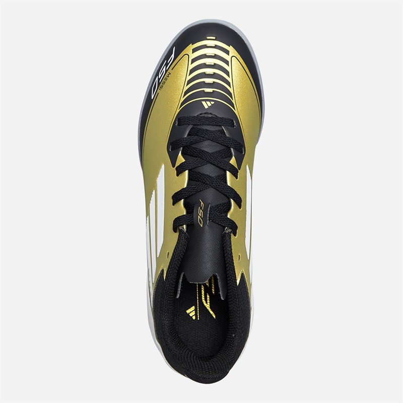 adidas Junior F50 League Messie Golden Triumph Pack TF Astro Football Boots Gold Metallic/Cloud White/Core Black