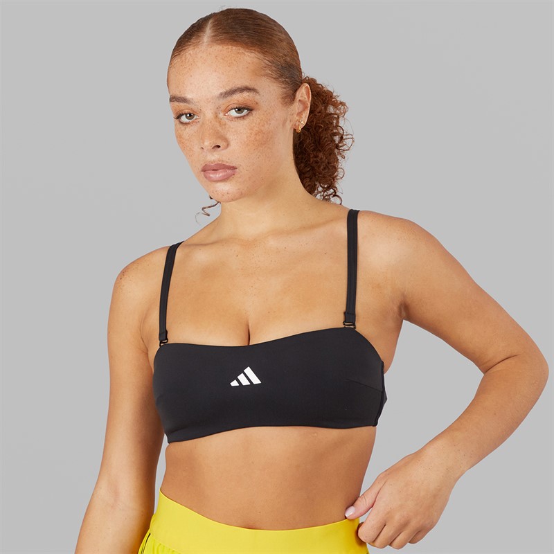 adidas Womens Iconisea Padded Bandeau Bikini Top Black/White