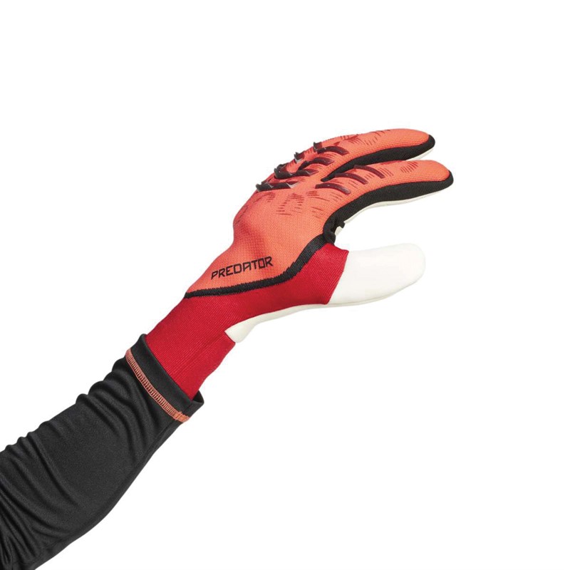 adidas Mens Predator 25 Pro Fingersave Promo Goalkeeper Gloves Lucid Red/Black/Pure Ruby