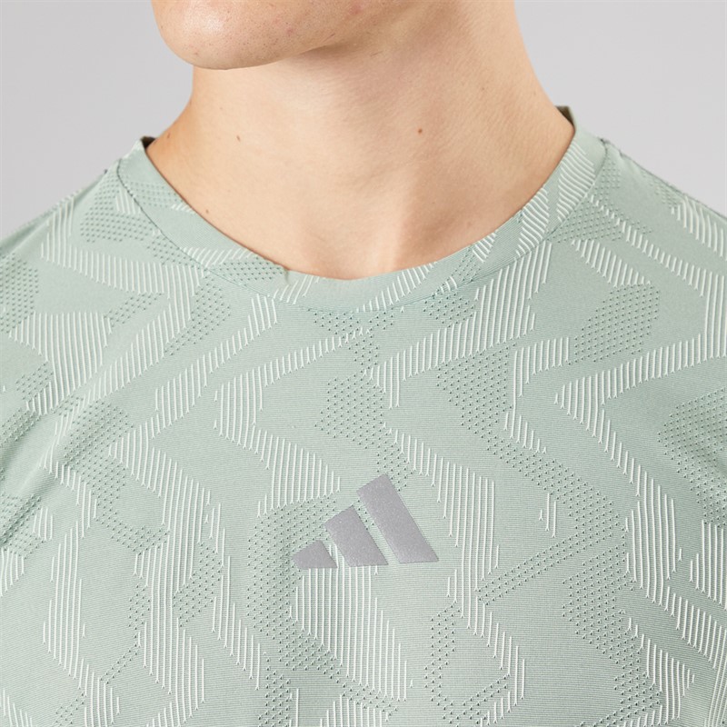 adidas Mens Ultimate Engineered Climacool+ Running T-Shirt Silver Green