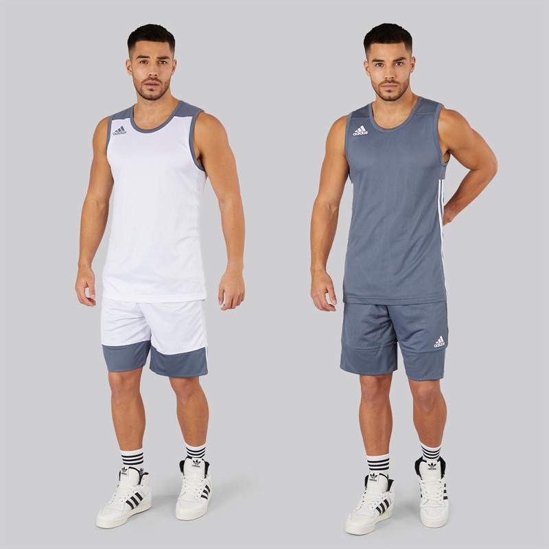 adidas Mens 3G Speed Reversible Basketball Jersey Onix/White
