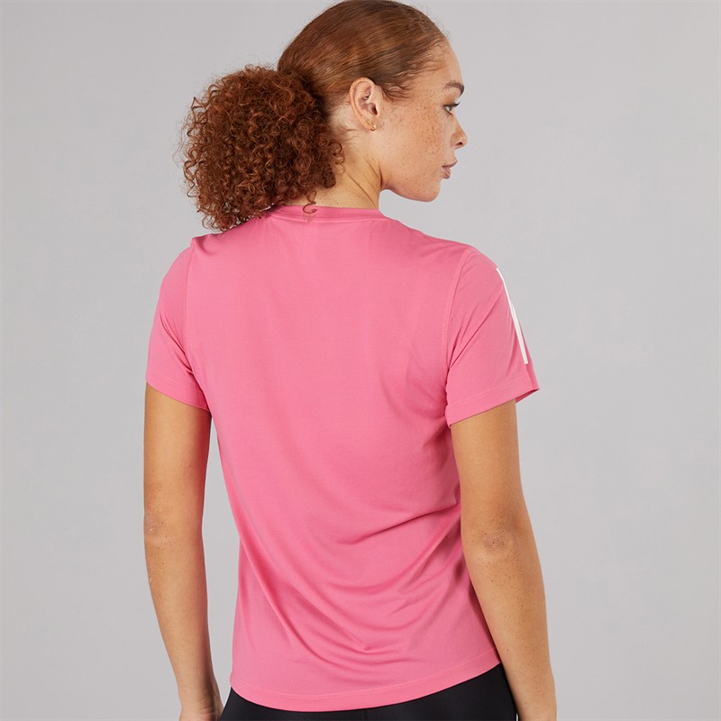 adidas Womens 3-Stripes Running Top Pink Fusion