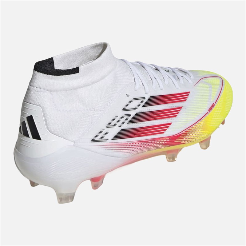 adidas Womens F50 Elite Solar Pack Mid-Cut Firm Ground Football Boots Cloud White/Lucid Red/Solar Yellow