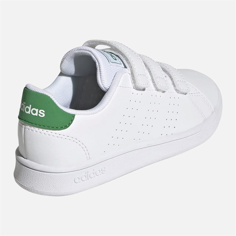 adidas Kids Advantage Court Hook-and-Loop Trainers Cloud White/Green/Core Black