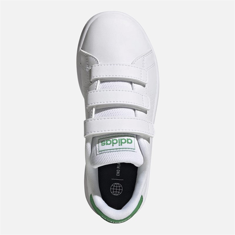 adidas Kids Advantage Court Hook-and-Loop Trainers Cloud White/Green/Core Black