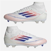 adidas Womens F50 League Advancement Pack Mid-Cut Firm/Multi Ground Football Boots Cloud White/Lucid Blue/Solar Red