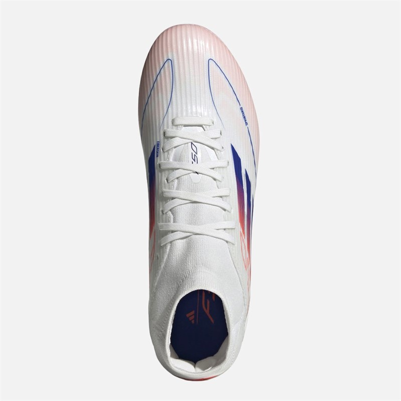 adidas Womens F50 League Advancement Pack Mid-Cut Firm/Multi Ground Football Boots Cloud White/Lucid Blue/Solar Red