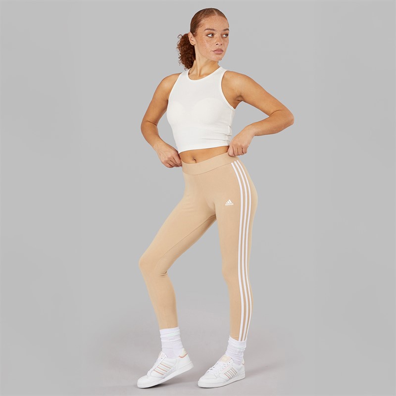 adidas Womens Essentials 3-Stripes Leggings Magic Beige/White