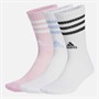adidas 3-Stripes Cushioned Three Pack Crew Socks White/White/True Pink