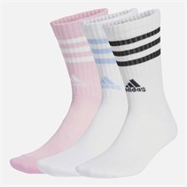 adidas 3-Stripes Cushioned Three Pack Crew Socks White/White/True Pink