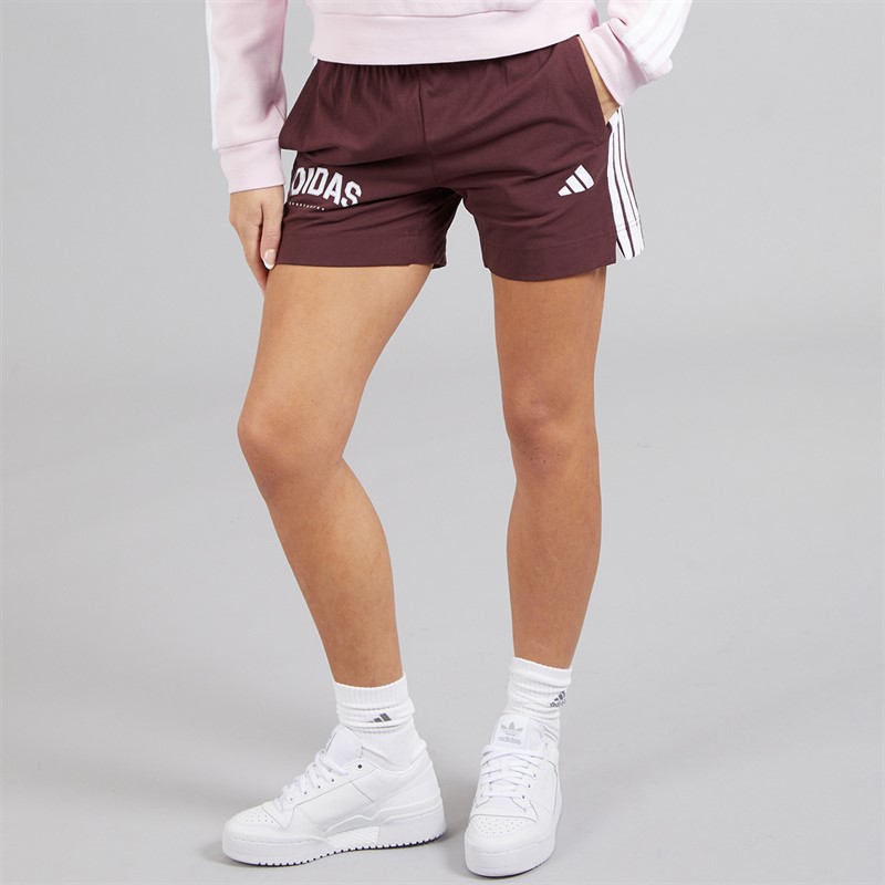adidas Womens 3-Stripes Shorts Aurora Ruby