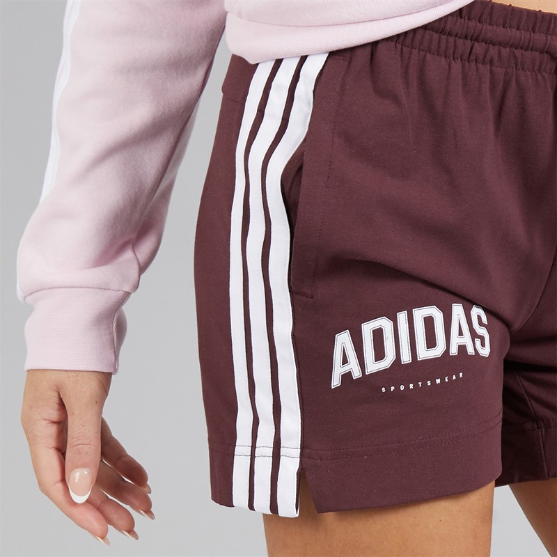 adidas Womens 3-Stripes Shorts Aurora Ruby