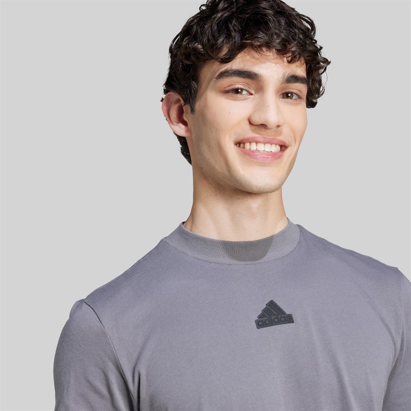 adidas Mens Future Icons 3-Stripes T-Shirt Grey Four