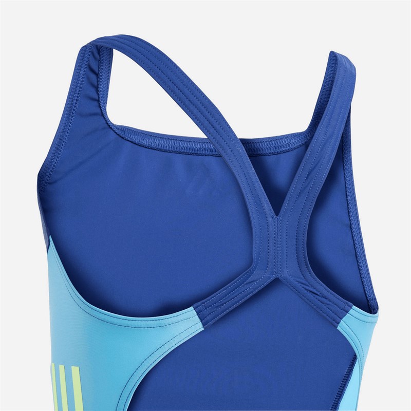 adidas Girls Cut 3-Stripes Swimsuit Dark Blue/Green Spark