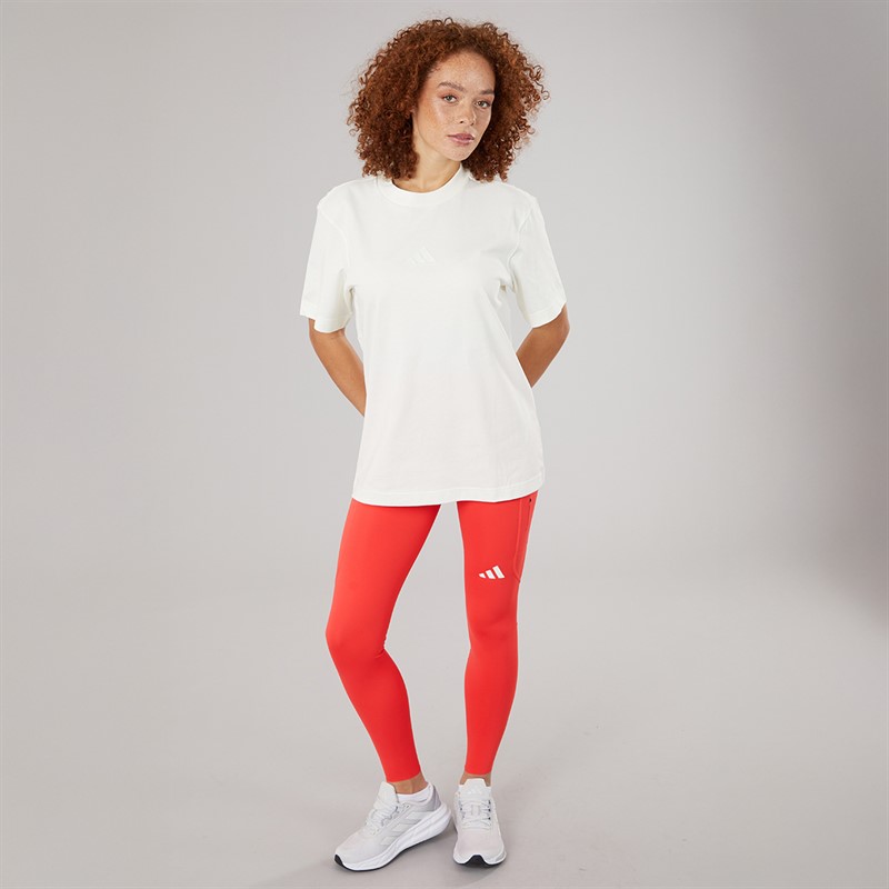 adidas Womens Adizero Hi Rise Full Length Running Tight Leggings Semi Lucid Red