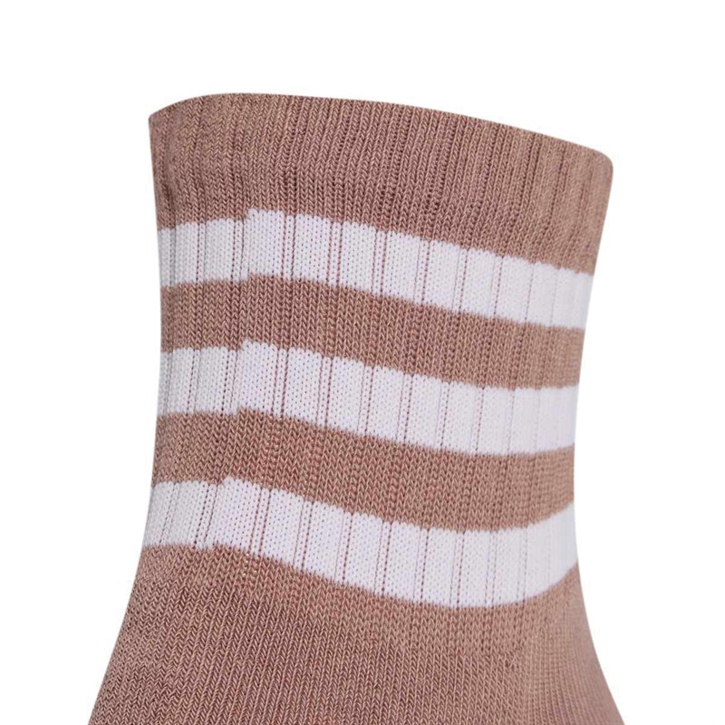 adidas 3-Stripes Cushioned Three Pack Mid Crew Socks White/White/Warm Clay