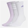 adidas Logo Three Pack Crew Socks Light Grey Heather/White/Ice Lavender