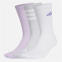 adidas Logo Three Pack Crew Socks Light Grey Heather/White/Ice Lavender