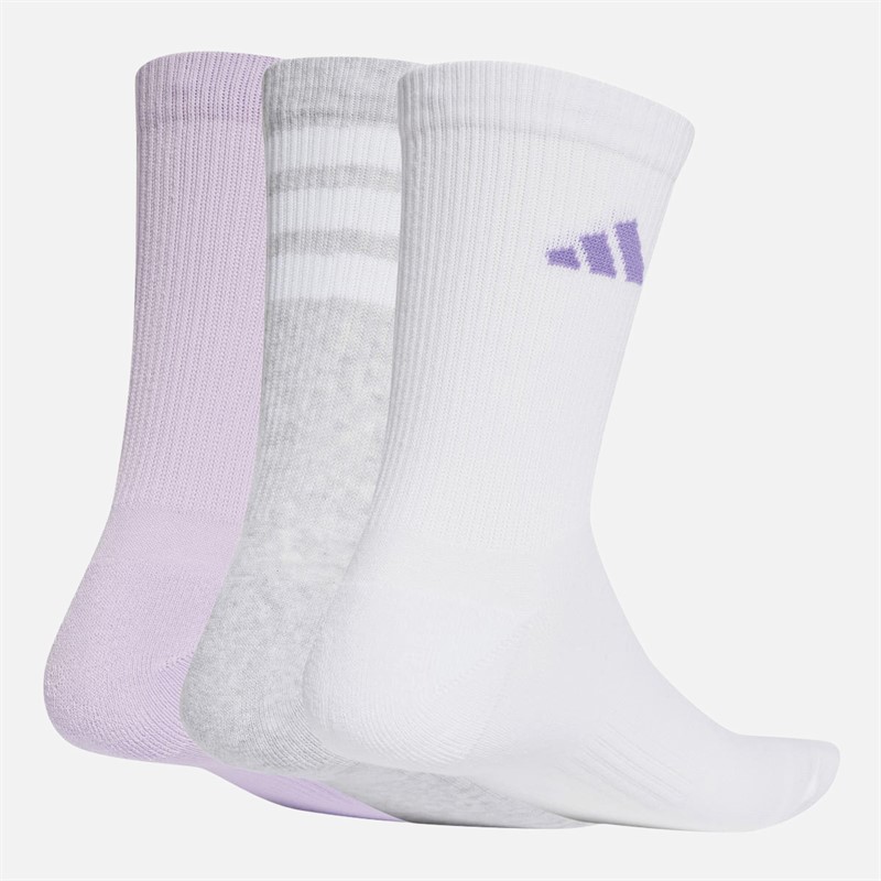 adidas Logo Three Pack Crew Socks Light Grey Heather/White/Ice Lavender