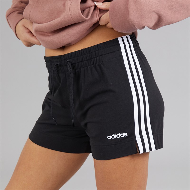 adidas Womens Essentials 3-Stripes Sports Shorts Black/White