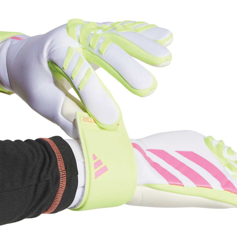 adidas Mens Predator League Goalkeeper Gloves White/Lucid Lemon/Lucid Pink