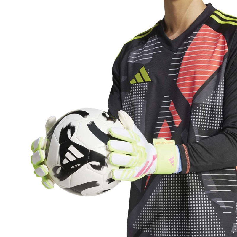 adidas Mens Predator League Goalkeeper Gloves White/Lucid Lemon/Lucid Pink