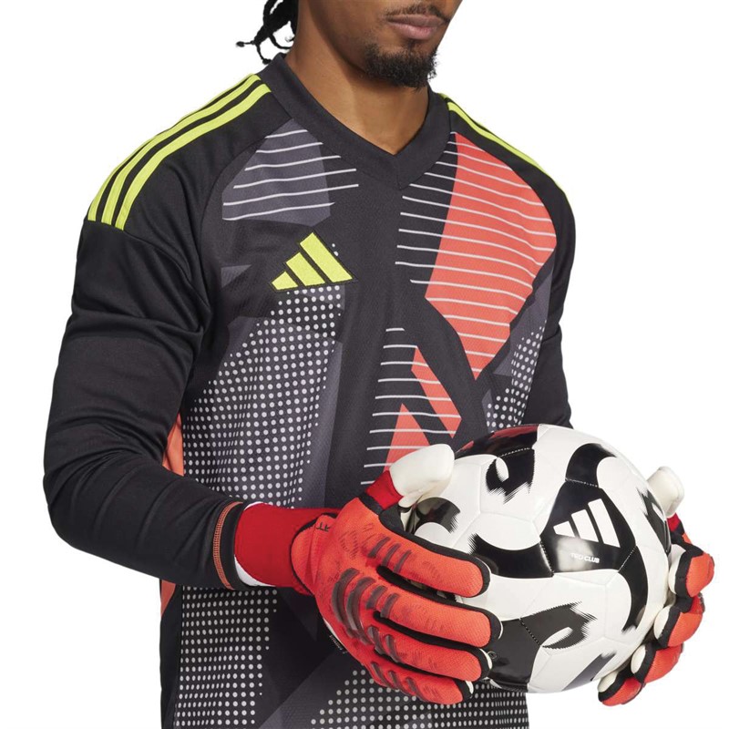 adidas Mens Predator 25 Pro Fingersave Goalkeeper Gloves Lucid Red/Black/Pure Ruby