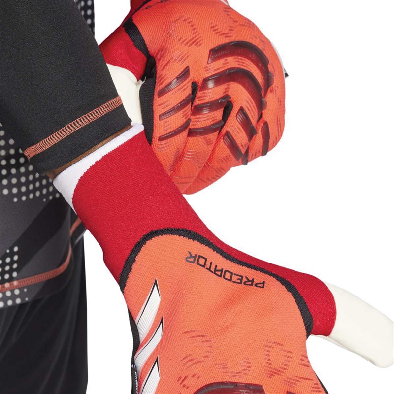 adidas Mens Predator 25 Pro Fingersave Goalkeeper Gloves Lucid Red/Black/Pure Ruby