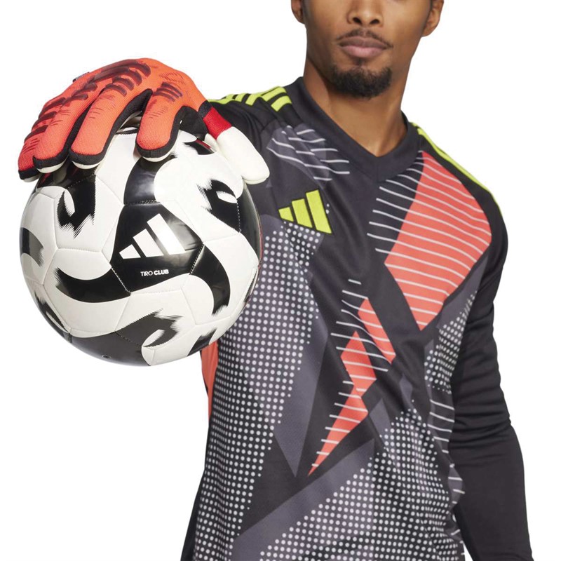 adidas Mens Predator 25 Pro Fingersave Goalkeeper Gloves Lucid Red/Black/Pure Ruby