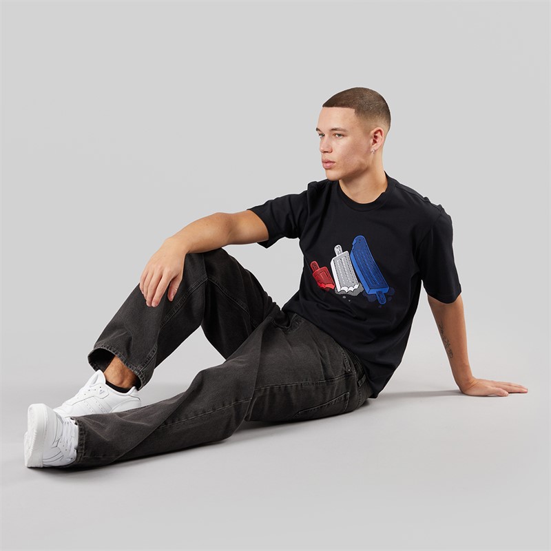 adidas Herren Lounge Eis am Stiel Grafik T Shirt Schwarz
