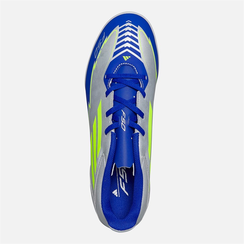 adidas Mens F50 Club Messi La Vida Rapida Pack TF Astro Football Boots Silver Metallic/Solar Yellow/Lucid Blue