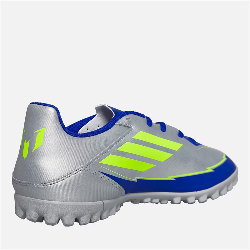 adidas Mens F50 Club Messi La Vida Rapida Pack TF Astro Football Boots Silver Metallic/Solar Yellow/Lucid Blue