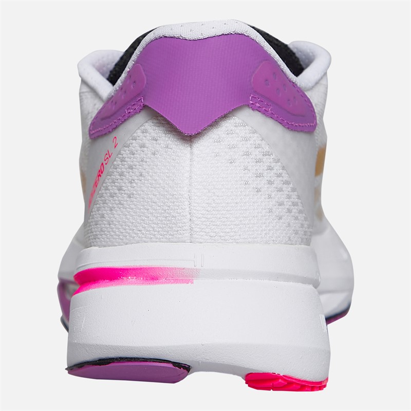 adidas Womens Adizero SL2 Neutral Running Shoes Cloud White/Gold Metallic/Purple Burst