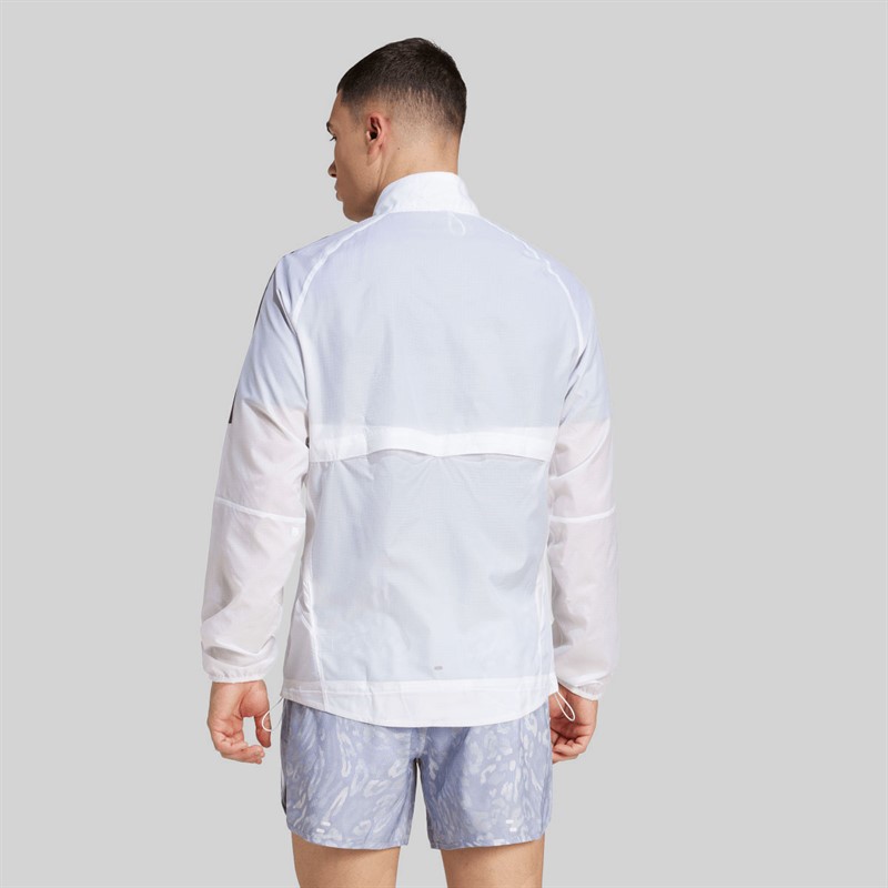adidas Mens Own The Run 3-Stripes Packable Running Jacket White