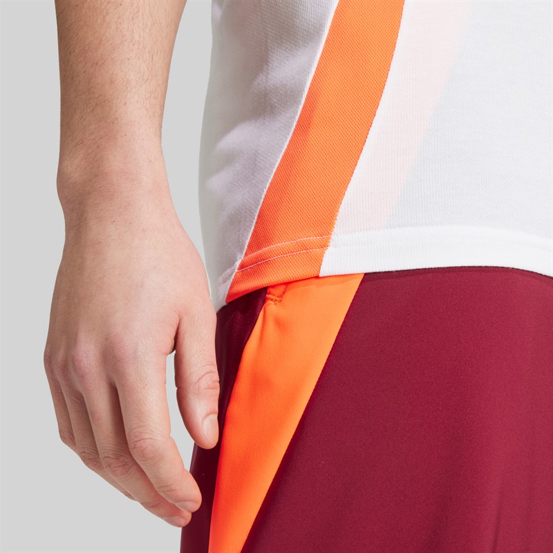 adidas Mens AS Roma Polo Shirt White/App Solar Red/Team Coll Burgundy