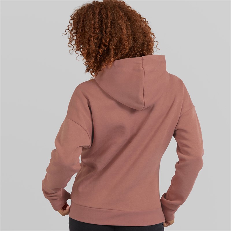 adidas Womens Essentials Linear Logo Fleece Hoodie Warm Clay/White
