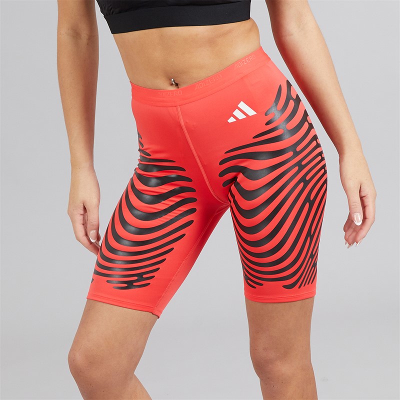 adidas Womens Adizero Responsive Control Running Tight Short Leggings Semi Lucid Red/Black