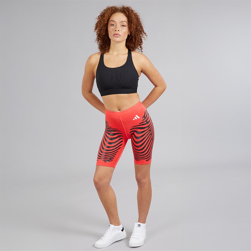 adidas Womens Adizero Responsive Control Running Tight Short Leggings Semi Lucid Red/Black
