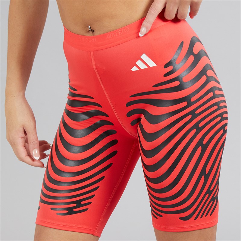 adidas Womens Adizero Responsive Control Running Tight Short Leggings Semi Lucid Red/Black